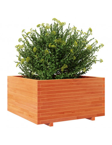 Fioriera Giardino Marrone Cera 90x90x49,5cm Legno Massello Pino