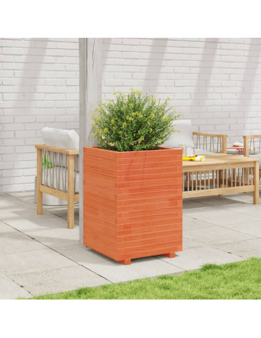 Fioriera Giardino Marrone Cera 50x50x72,5cm Legno Massello Pino