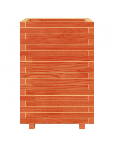 Fioriera Giardino Marrone Cera 50x50x72,5cm Legno Massello Pino