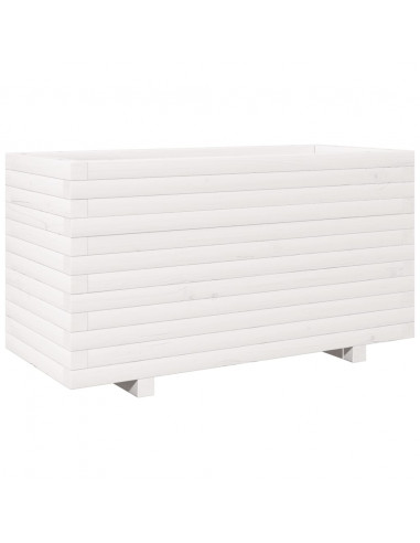 Fioriera da Giardino Bianca 90x40x49,5cm Legno Massello di Pino
