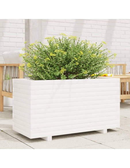 Fioriera da Giardino Bianca 90x40x49,5cm Legno Massello di Pino