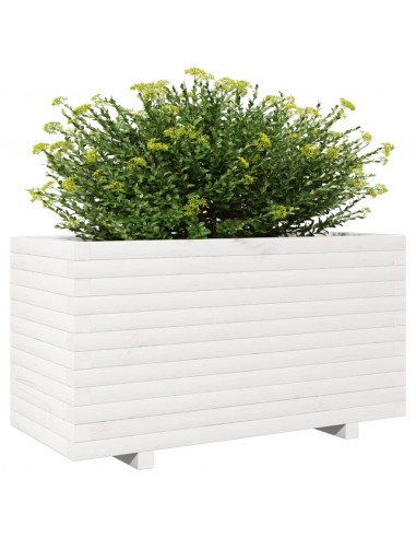 Fioriera da Giardino Bianca 90x40x49,5cm Legno Massello di Pino