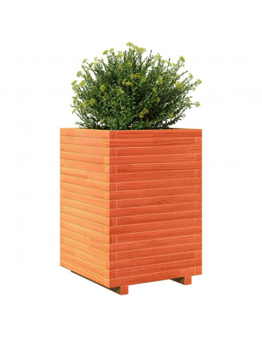 Fioriera Giardino Marrone Cera 50x50x72 cm Legno Massello Pino