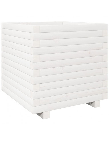 Fioriera da Giardino Bianca 50x50x49,5cm Legno Massello di Pino