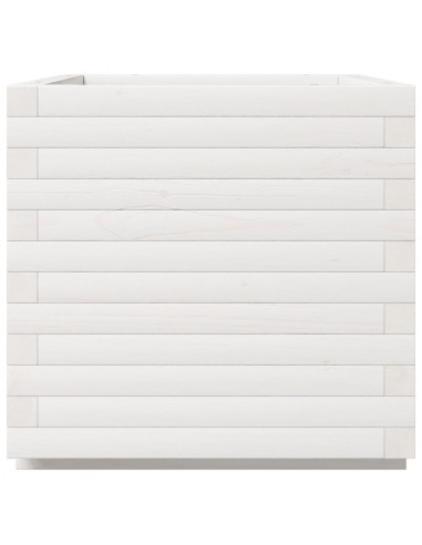 Fioriera da Giardino Bianca 50x50x49,5cm Legno Massello di Pino