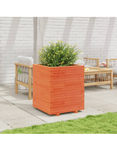 Fioriera Giardino Marrone Cera 60x60x72,5cm Legno Massello Pino