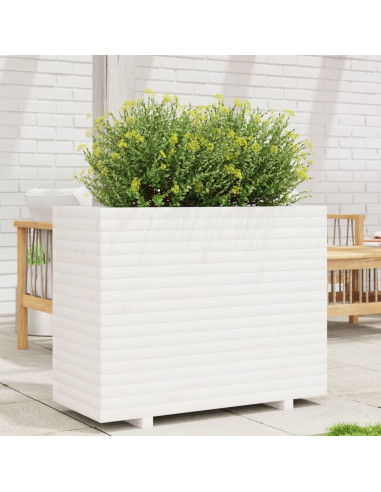 Fioriera da Giardino Bianca 90x40x72,5cm Legno Massello di Pino