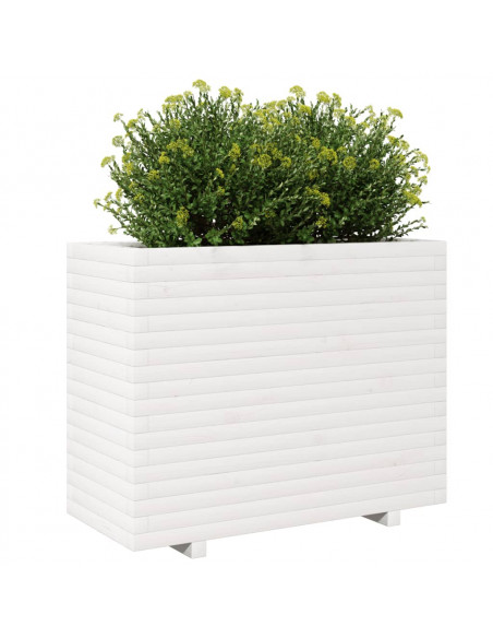 Fioriera da Giardino Bianca 90x40x72,5cm Legno Massello di Pino