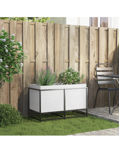 Fioriera da Giardino Bianca 80x40x50 cm Legno Massello di Pino