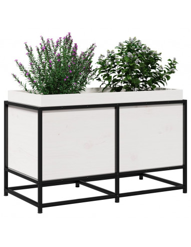 Fioriera da Giardino Bianca 80x40x50 cm Legno Massello di Pino