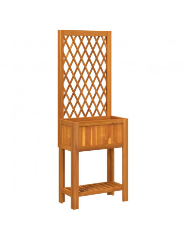 Fioriera con Traliccio e Ripiano 55x29,5x152 cm in Legno Acacia