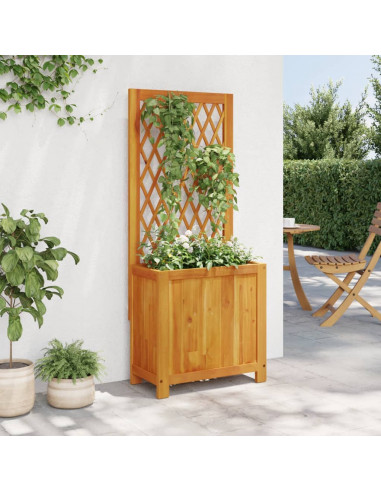 Fioriera con Traliccio 55x29,5x132 cm Legno Massello di Acacia