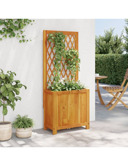 Fioriera con Traliccio 55x29,5x132 cm Legno Massello di Acacia