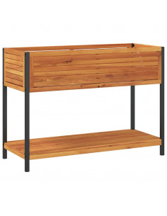 Fioriera con Ripiano 110x45x80 cm in Legno Acacia e Acciaio 2