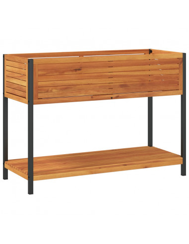 Fioriera con Ripiano 110x45x80 cm in Legno Acacia e Acciaio