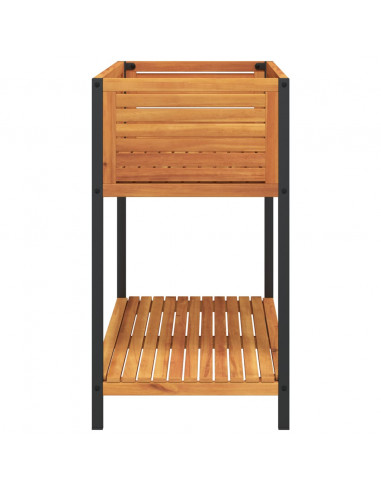 Fioriera con Ripiano 110x45x80 cm in Legno Acacia e Acciaio