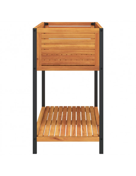 Fioriera con Ripiano 110x45x80 cm in Legno Acacia e Acciaio