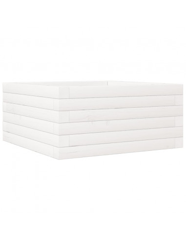 Fioriera da Giardino Bianca 50x50x23 cm Legno Massello di Pino
