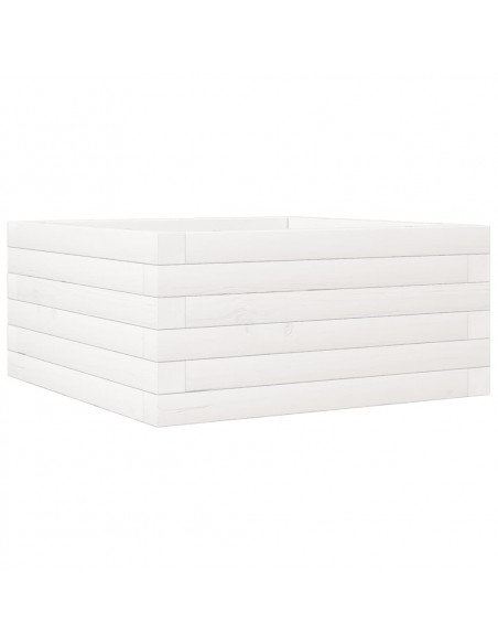 Fioriera da Giardino Bianca 50x50x23 cm Legno Massello di Pino