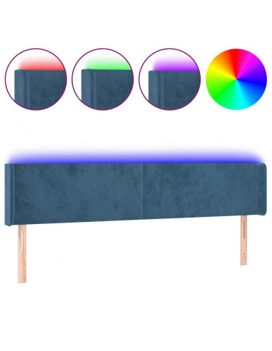 Testiera a LED Blu Scuro 183x16x78/88 cm in Velluto