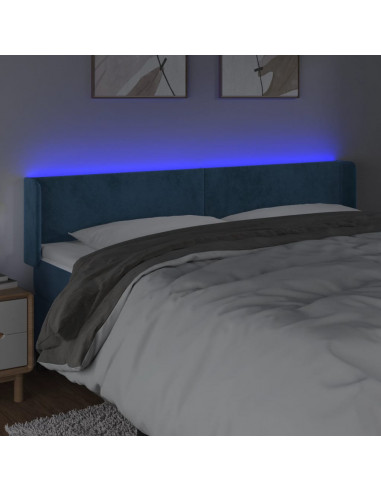 Testiera a LED Blu Scuro 183x16x78/88 cm in Velluto