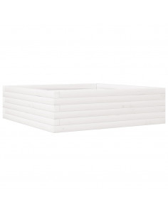 Fioriera da Giardino Bianca 80x80x23 cm Legno Massello di Pino 2