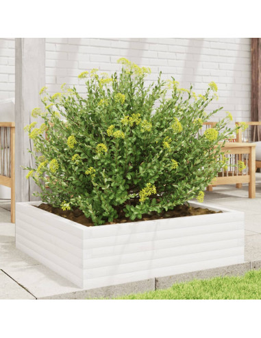 Fioriera da Giardino Bianca 80x80x23 cm Legno Massello di Pino