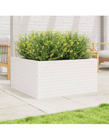 Fioriera da Giardino Bianca 90x90x46 cm Legno Massello di Pino