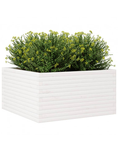 Fioriera da Giardino Bianca 90x90x46 cm Legno Massello di Pino