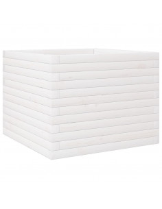 Fioriera da Giardino Bianca 60x60x46 cm Legno Massello di Pino 2