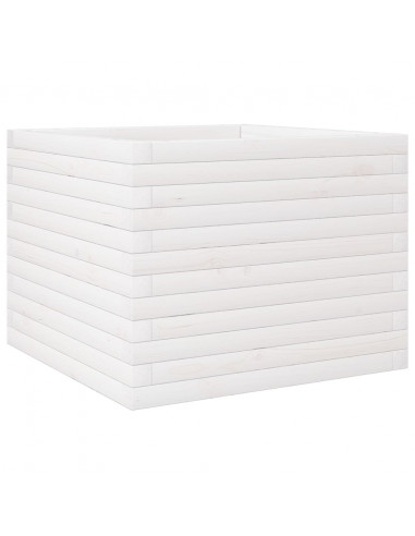 Fioriera da Giardino Bianca 60x60x46 cm Legno Massello di Pino