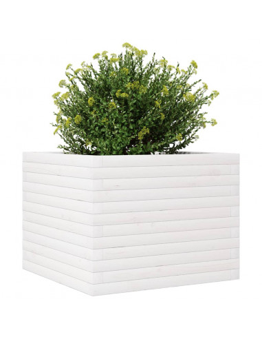 Fioriera da Giardino Bianca 60x60x46 cm Legno Massello di Pino