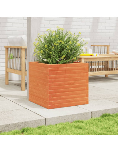 Fioriera Giardino Marrone Cera 50x50x46 cm Legno Massello Pino