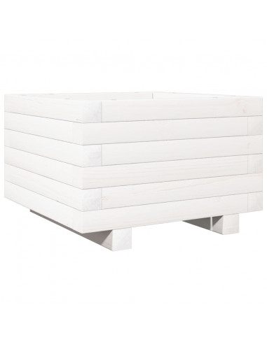Fioriera da Giardino Bianca 40x40x26,5cm Legno Massello di Pino