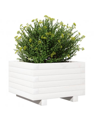 Fioriera da Giardino Bianca 40x40x26,5cm Legno Massello di Pino