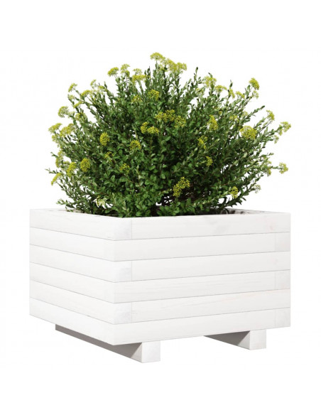 Fioriera da Giardino Bianca 40x40x26,5cm Legno Massello di Pino