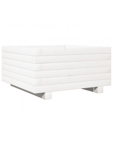 Fioriera da Giardino Bianca 50x50x26,5cm Legno Massello di Pino