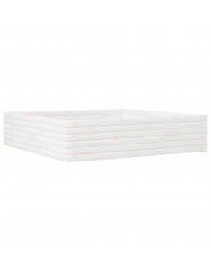Fioriera da Giardino Bianca 100x100x23 cm Legno Massello Pino 2