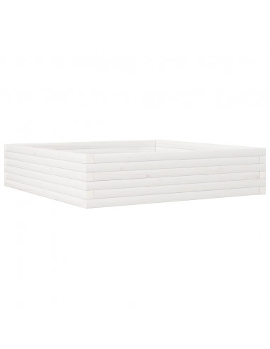 Fioriera da Giardino Bianca 100x100x23 cm Legno Massello Pino