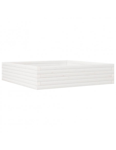Fioriera da Giardino Bianca 100x100x23 cm Legno Massello Pino
