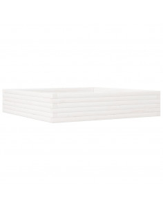 Fioriera da Giardino Bianca 110x110x23cm Legno Massello di Pino 2