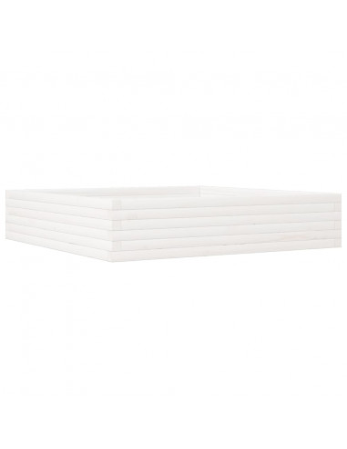 Fioriera da Giardino Bianca 110x110x23cm Legno Massello di Pino