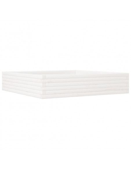 Fioriera da Giardino Bianca 110x110x23cm Legno Massello di Pino