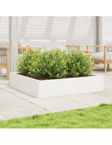 Fioriera da Giardino Bianca 110x110x23cm Legno Massello di Pino