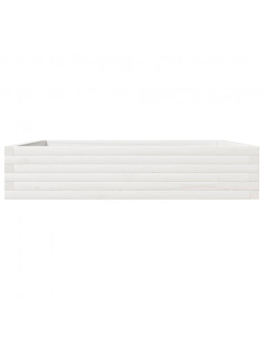 Fioriera da Giardino Bianca 110x110x23cm Legno Massello di Pino