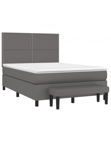 Giroletto a Molle con Materasso Grigio 140x200 cm in Similpelle