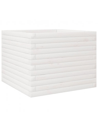 Fioriera da Giardino Bianca 60x60x45,5cm Legno Massello di Pino