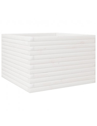 Fioriera da Giardino Bianca 70x70x45,5cm Legno Massello di Pino