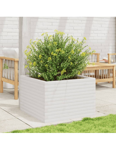 Fioriera da Giardino Bianca 70x70x45,5cm Legno Massello di Pino