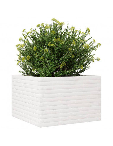 Fioriera da Giardino Bianca 70x70x45,5cm Legno Massello di Pino